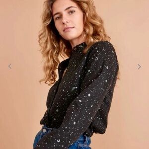 Marine Layer Celestial Print Black Shirt Women’s Small